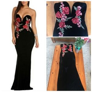 Velvet Black Rose Dress